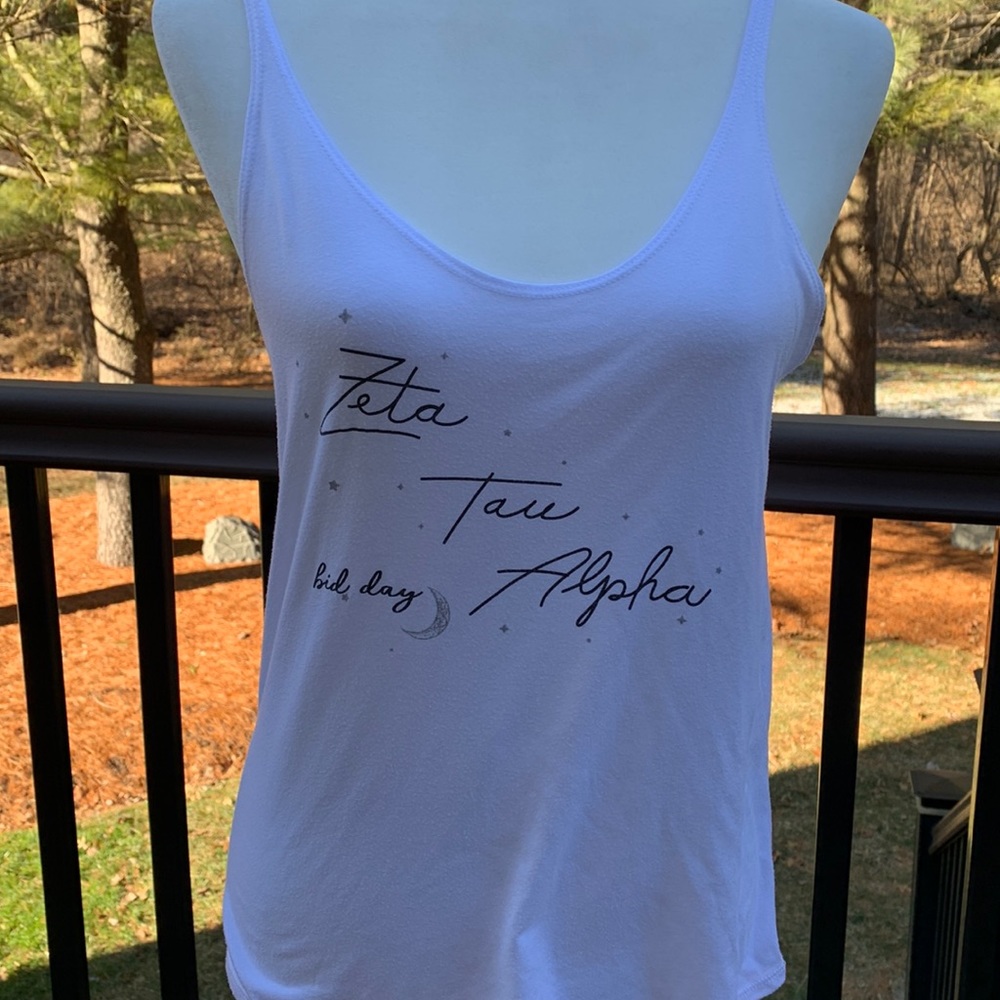 Zeta Tau Alpha ZTA Sorority White Tank Top Greek Life Apparel